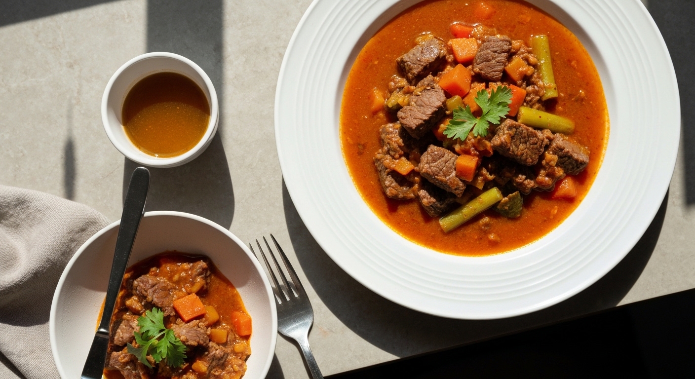 Receita Saudável de Estufado de Vaca e Legumes à Portuguesa