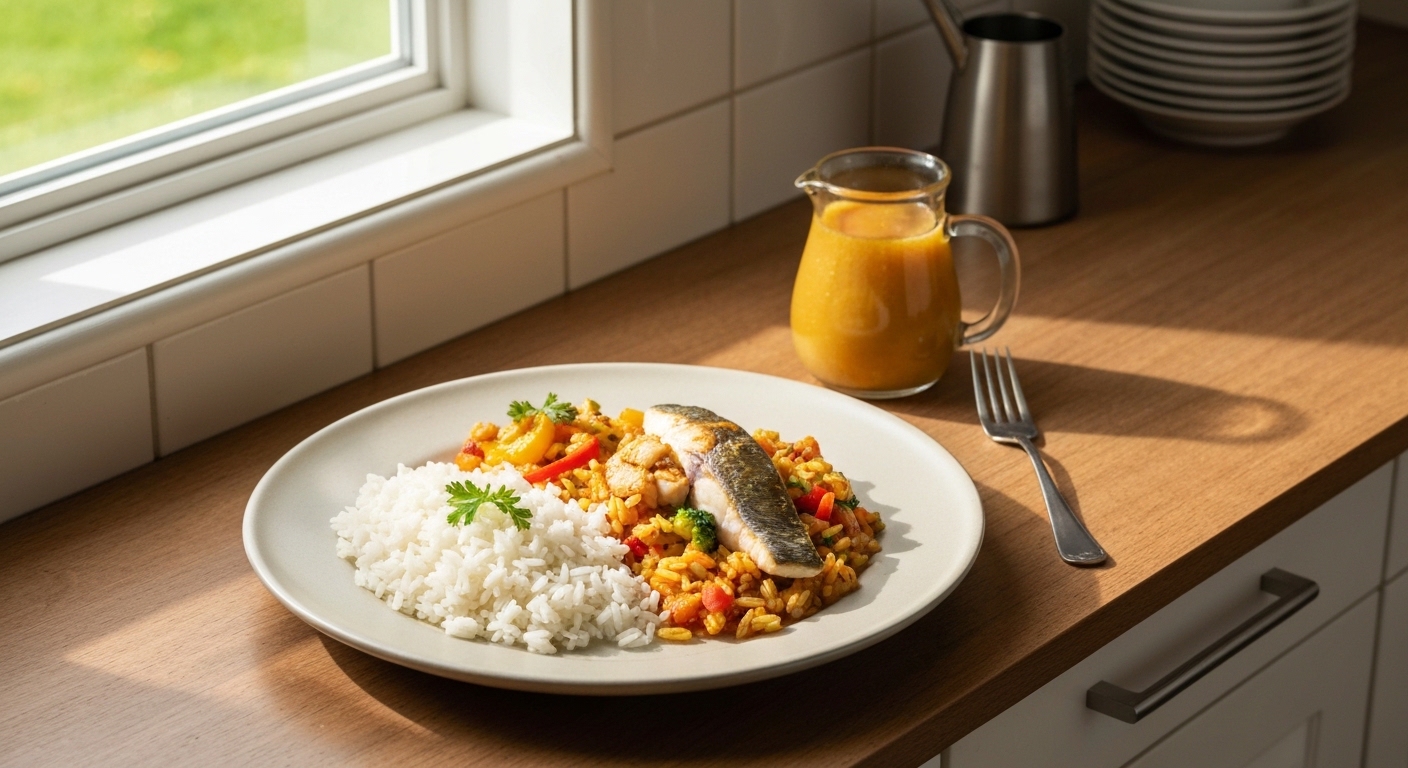 Receita Saudável de Arroz de Pescada Fresca à Portuguesa