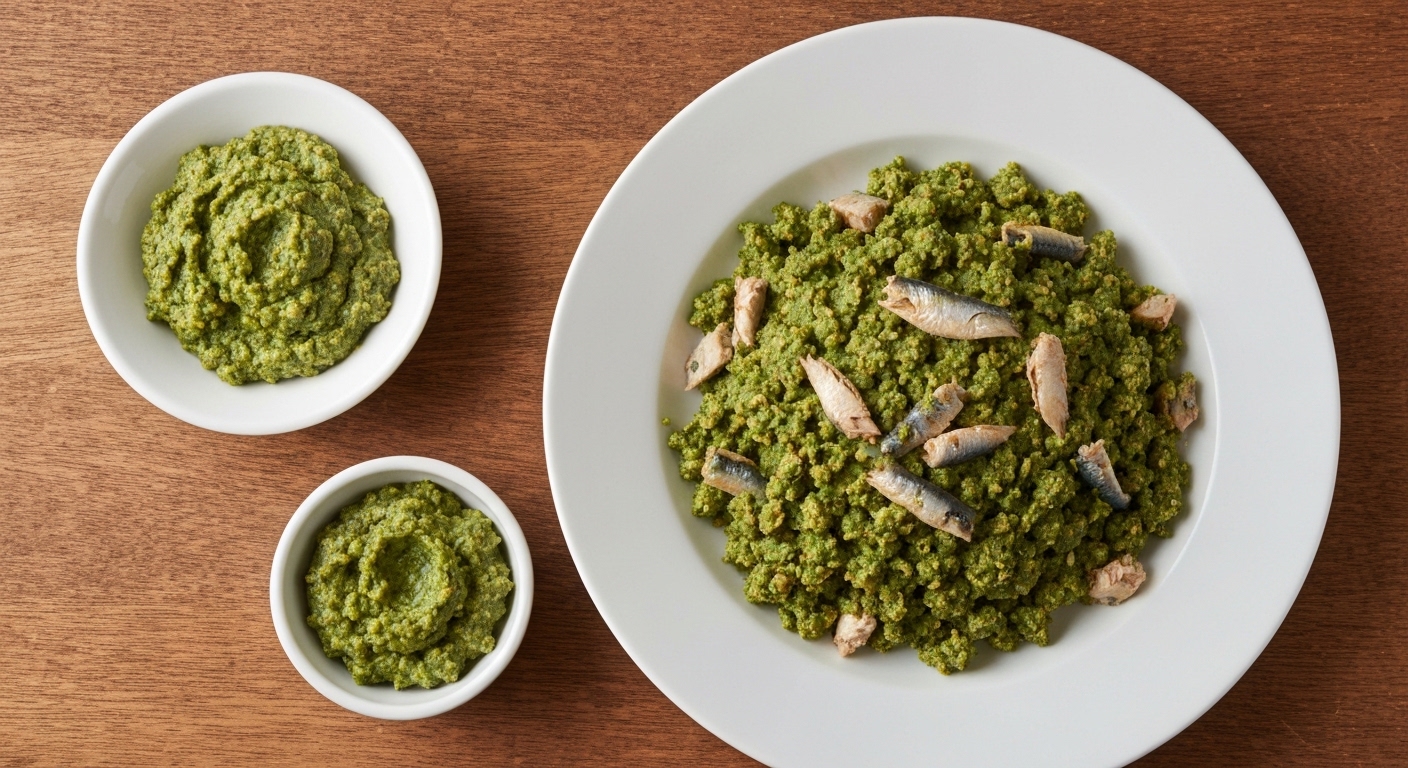 Receita Saudável de Esparguete Integral com Pesto de Coentros e Sardinha Fresca