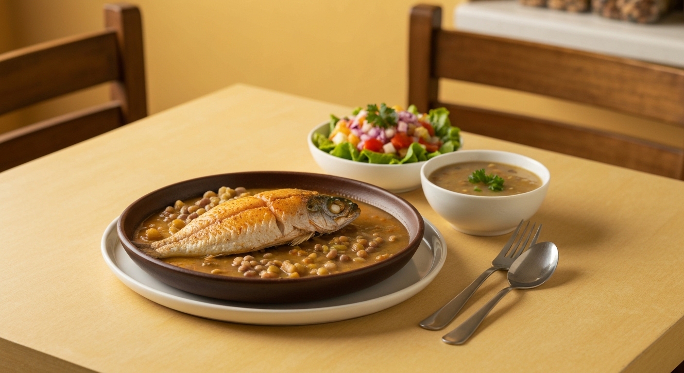 Receita Saudável Portuguesa: Pescada a Vapor com Sopa de Legumes e Salada de Fruta Fresca
