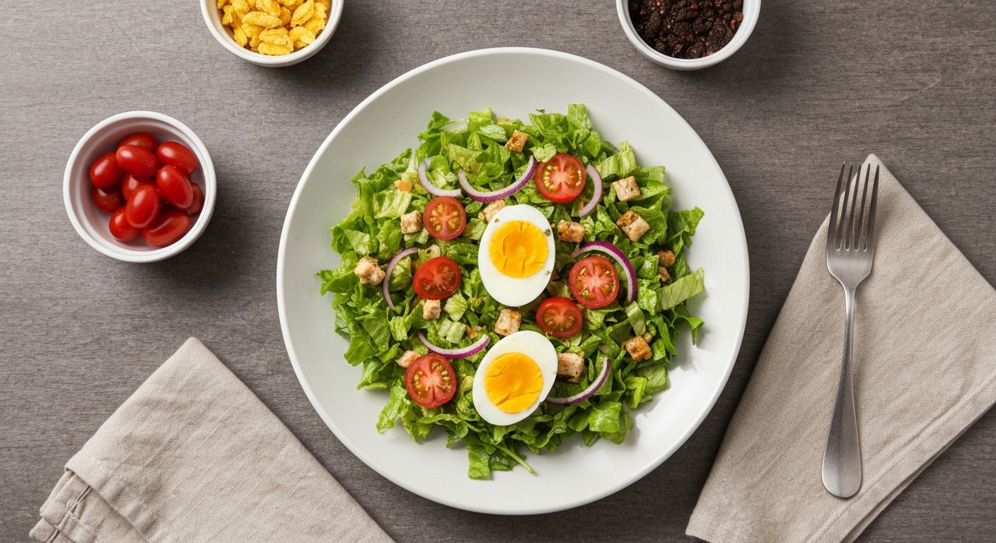 Receita Saudável de Salada de Feijão Frade à Portuguesa com Ovo e Pimentos